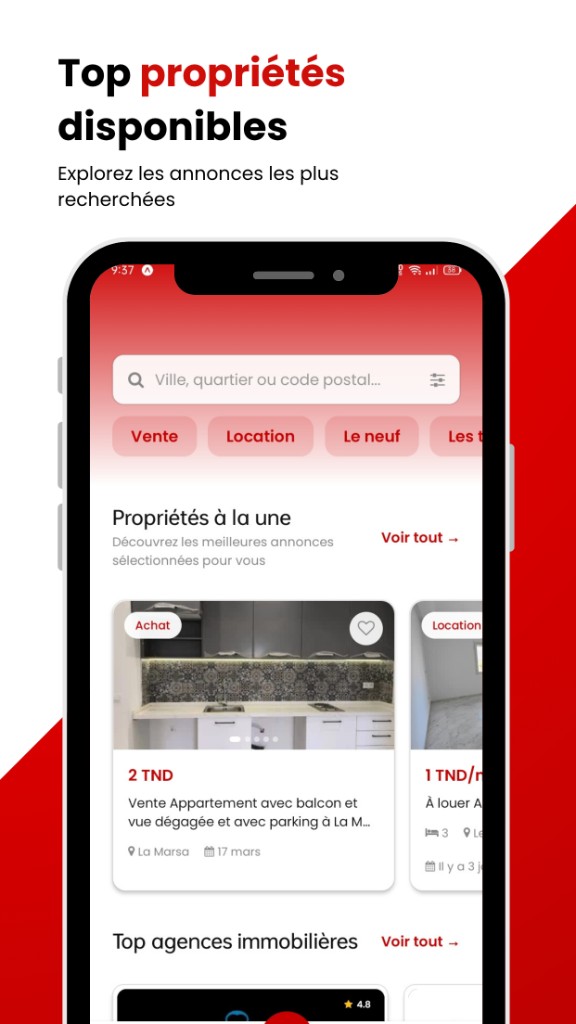 Top propriétés et annonces les plus consultées